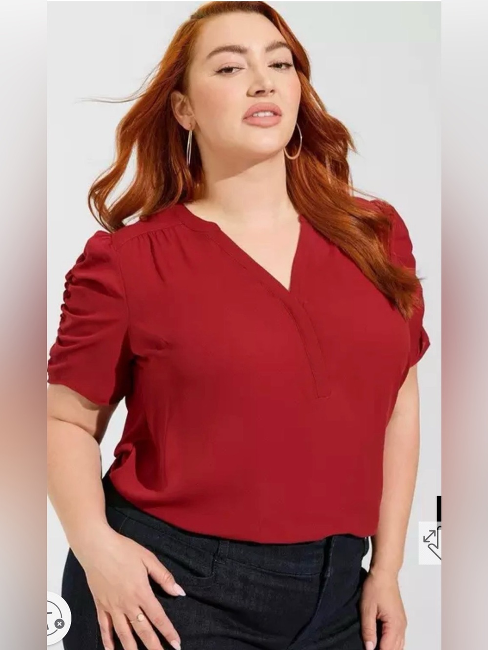 Torrid rhubarb Harper Georgette Ruched Short Sleeve Blouse size 2XL